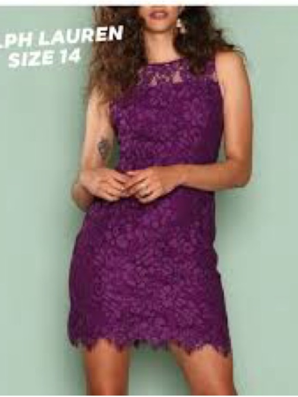 Ralph Lauren Purple Floral Lace Mini Dress